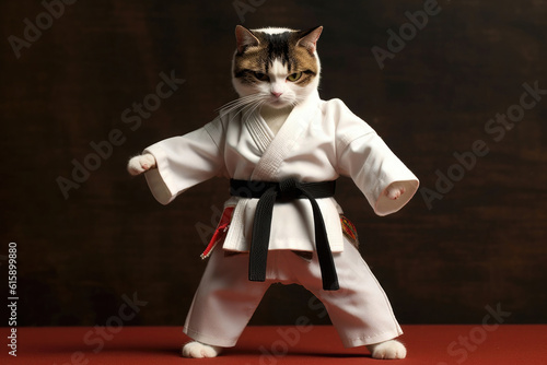 Fotografia Cat wearing kimono for martial arts