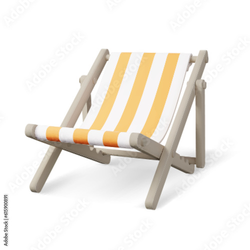 Beach chaise longue for summer rest. Wooden deck chair.