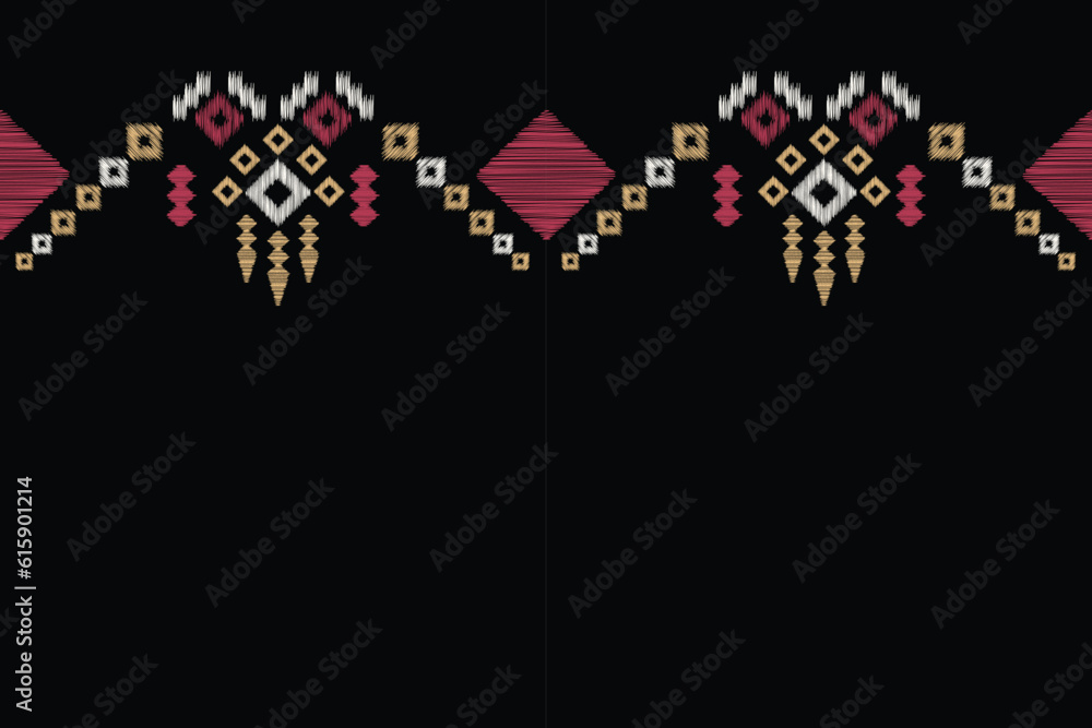 Ethnic Ikat fabric pattern geometric style.African Ikat embroidery Ethnic oriental pattern black background. Abstract,vector,illustration.Texture,clothing,frame,decoration,carpet,motif.