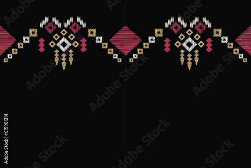 Ethnic Ikat fabric pattern geometric style.African Ikat embroidery Ethnic oriental pattern black background. Abstract vector illustration.Texture clothing frame decoration carpet motif.