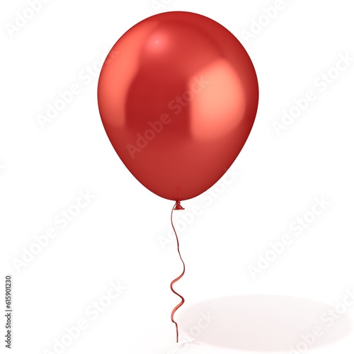 Red balloon with ribbon, isolated on white background