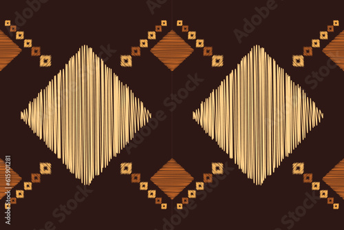 Ethnic Ikat fabric pattern geometric style.African Ikat embroidery brown Ethnic oriental pattern brown background. Abstract,vector,illustration.Texture,wallpaper,frame,decoration,carpet,motif.