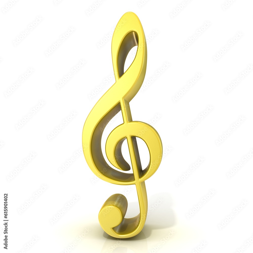 Golden treble clef isolated on white background Golden treble clef isolated on white background