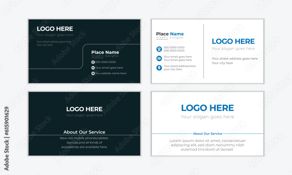 Obraz premium Simple business card print templates with layout, front and back presentation, Vector illustration,visiting card