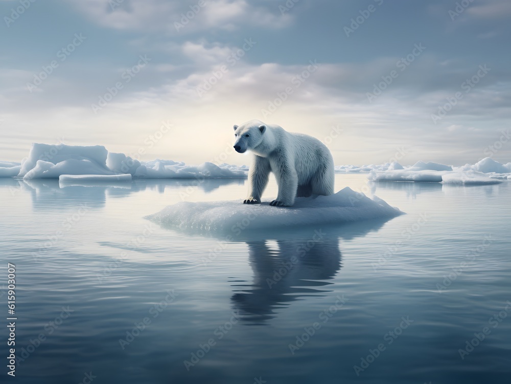 Safe our planet - Climate Crisis - Polar Bear on Ice - Generative AI