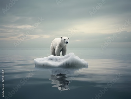 Safe our planet - Climate Crisis - Polar Bear on Ice - Generative AI