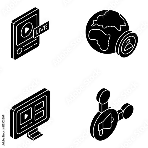 Pack of Internet Media Solid Icons 

