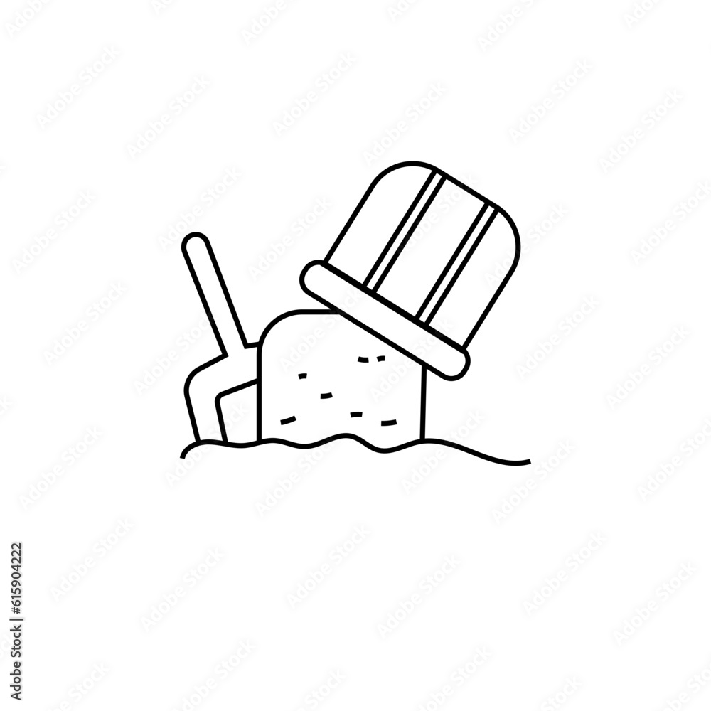 Sand bucket line icon. Single high quality outline symbol for web design or mobile app. Thin line sign for design logo. Black outline pictogram on white background Sand bucket line icon. Single high quality outline symbol for web design or mobile app. Thin line sign for design logo. Black outline pictogram on white background