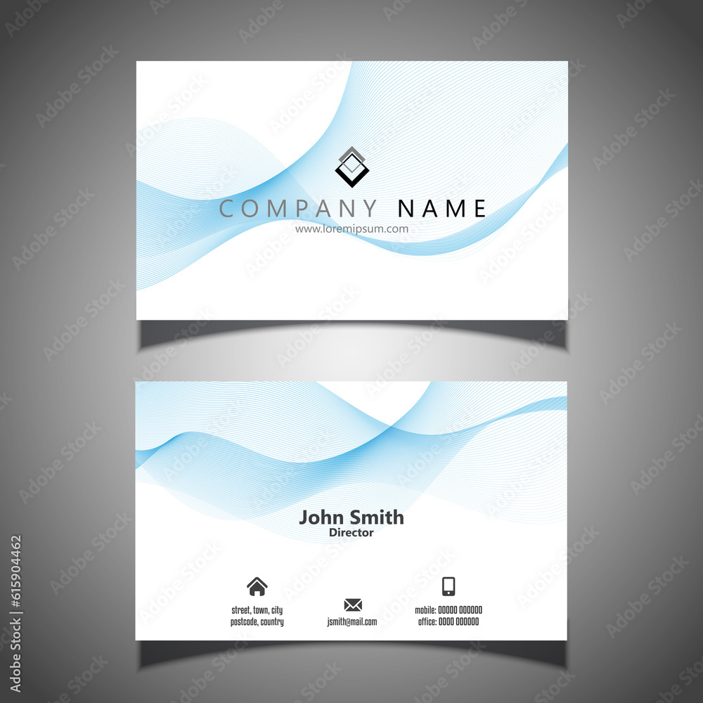 Business card template with flowing lines design