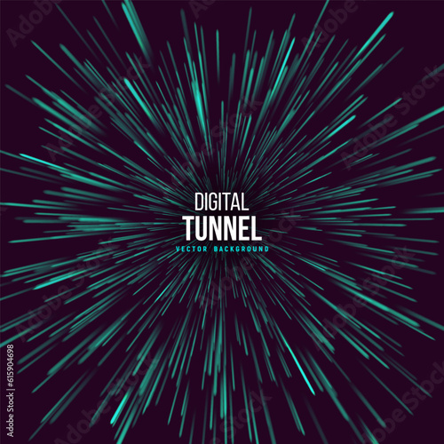 Portal with light effects. Neon futuristic tunnel. Abstract visualization of teleportation. Speed concept. Vector illustration.