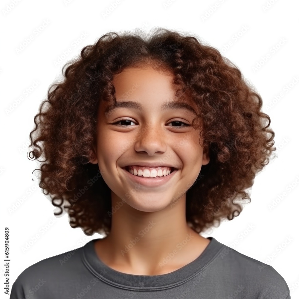 Portrait of smiling young girl for profile picture. Illustration Generative AI. Portrait of smiling young girl for profile picture. Illustration Generative AI.