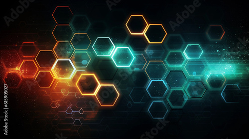 Digital hexagon abstract background