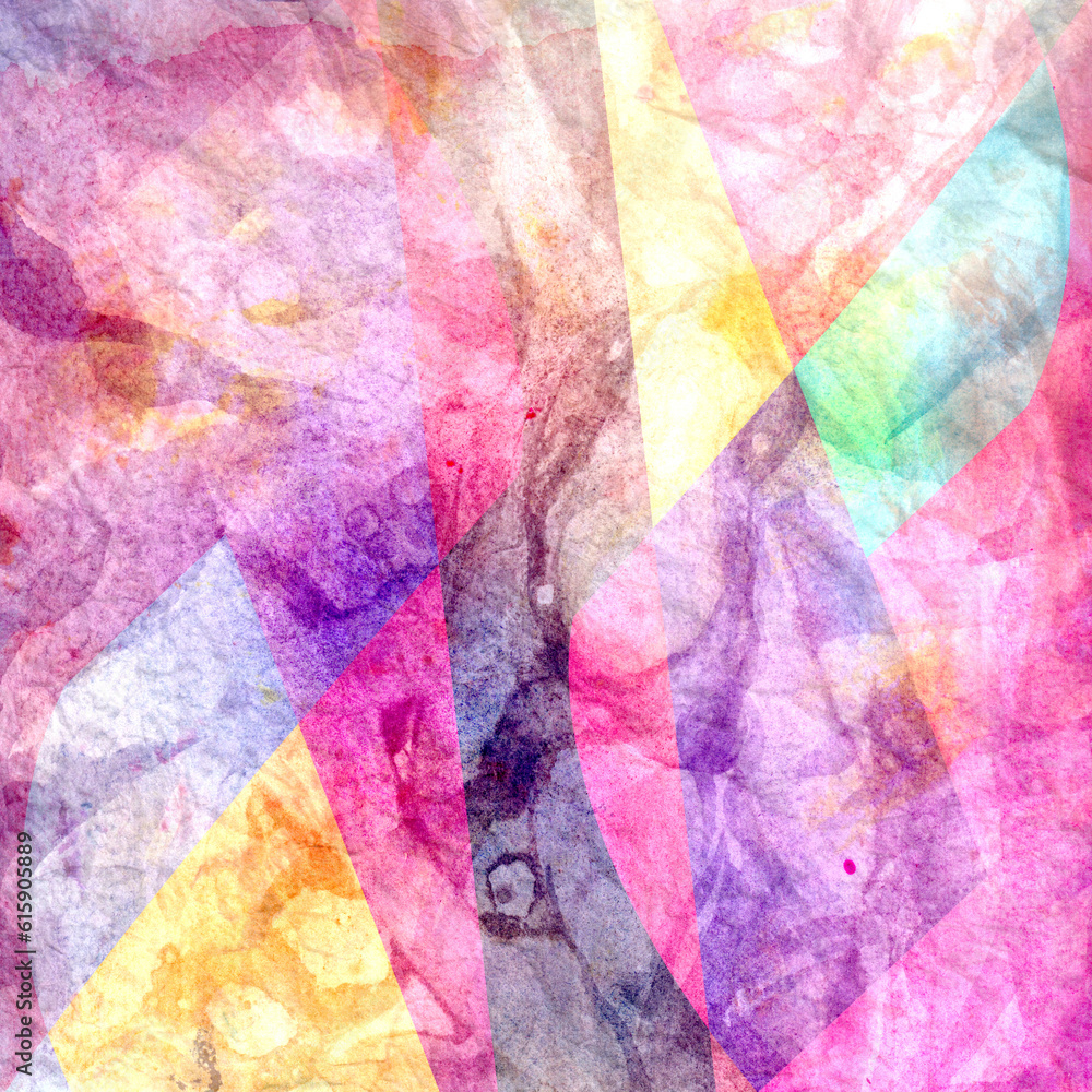 Obraz premium Abstract watercolor background with an interesting variety of geometric elements
