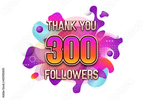 300 followers. Poster for social network and followers. Vector template for your design.