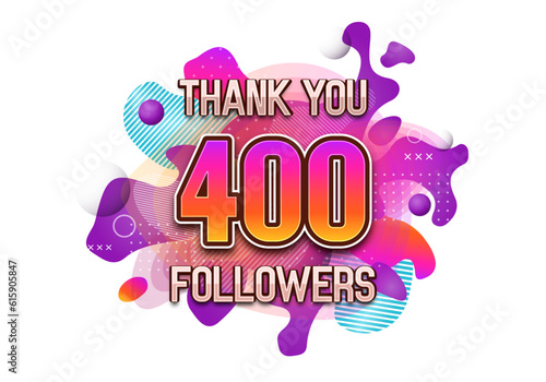 400 followers. Poster for social network and followers. Vector template for your design.