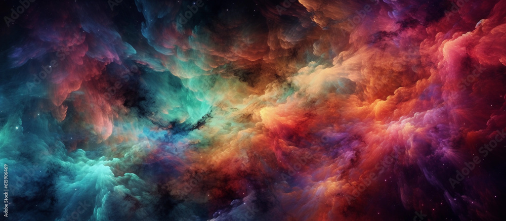 Colorful space galaxy cloud nebula. Stary night cosmos wallpaper