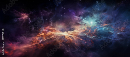 Colorful space galaxy cloud nebula. Stary night cosmos wallpaper