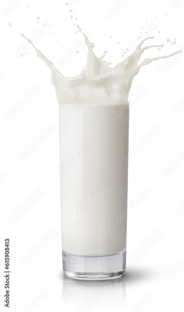 Milk splashing from glass isolated on white background Milk splashing from glass isolated on white background