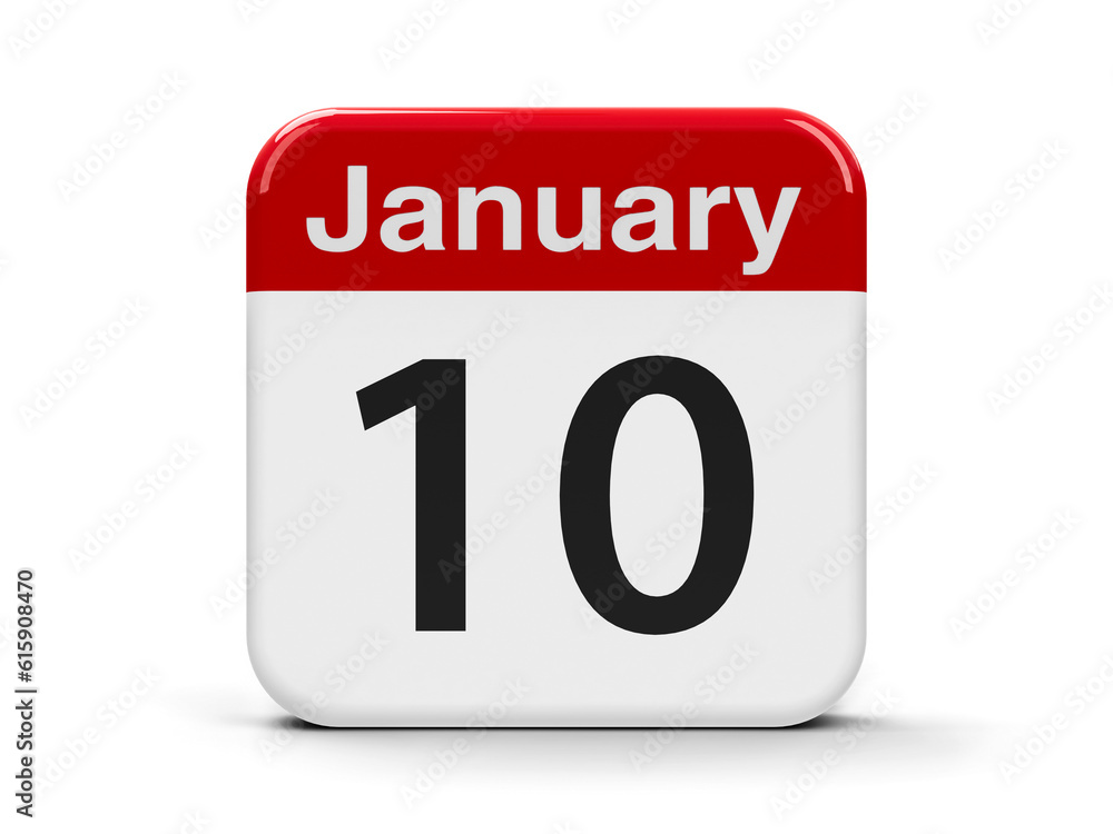 Calendar web button - The Tenth of January, three-dimensional rendering, 3D illustration Calendar web button - The Tenth of January, three-dimensional rendering, 3D illustration