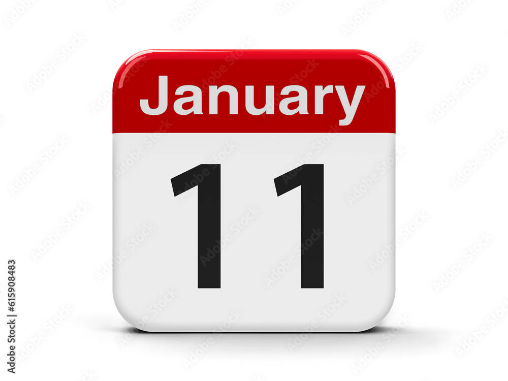 Calendar web button - The Eleventh of January - International Thank You Day, three-dimensional rendering, 3D illustration Calendar web button - The Eleventh of January - International Thank You Day, three-dimensional rendering, 3D illustration