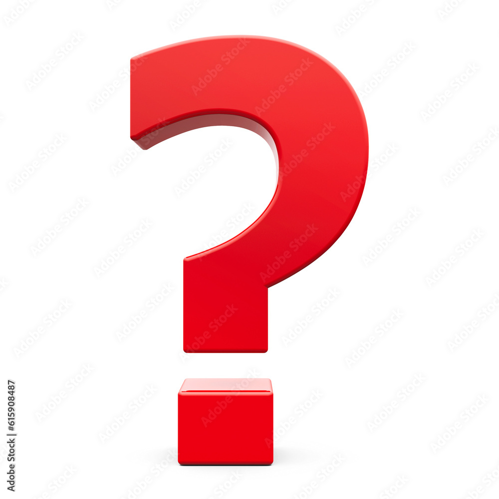 Red Question mark sign isolated on white background, three-dimensional rendering, 3D illustration Red Question mark sign isolated on white background, three-dimensional rendering, 3D illustration