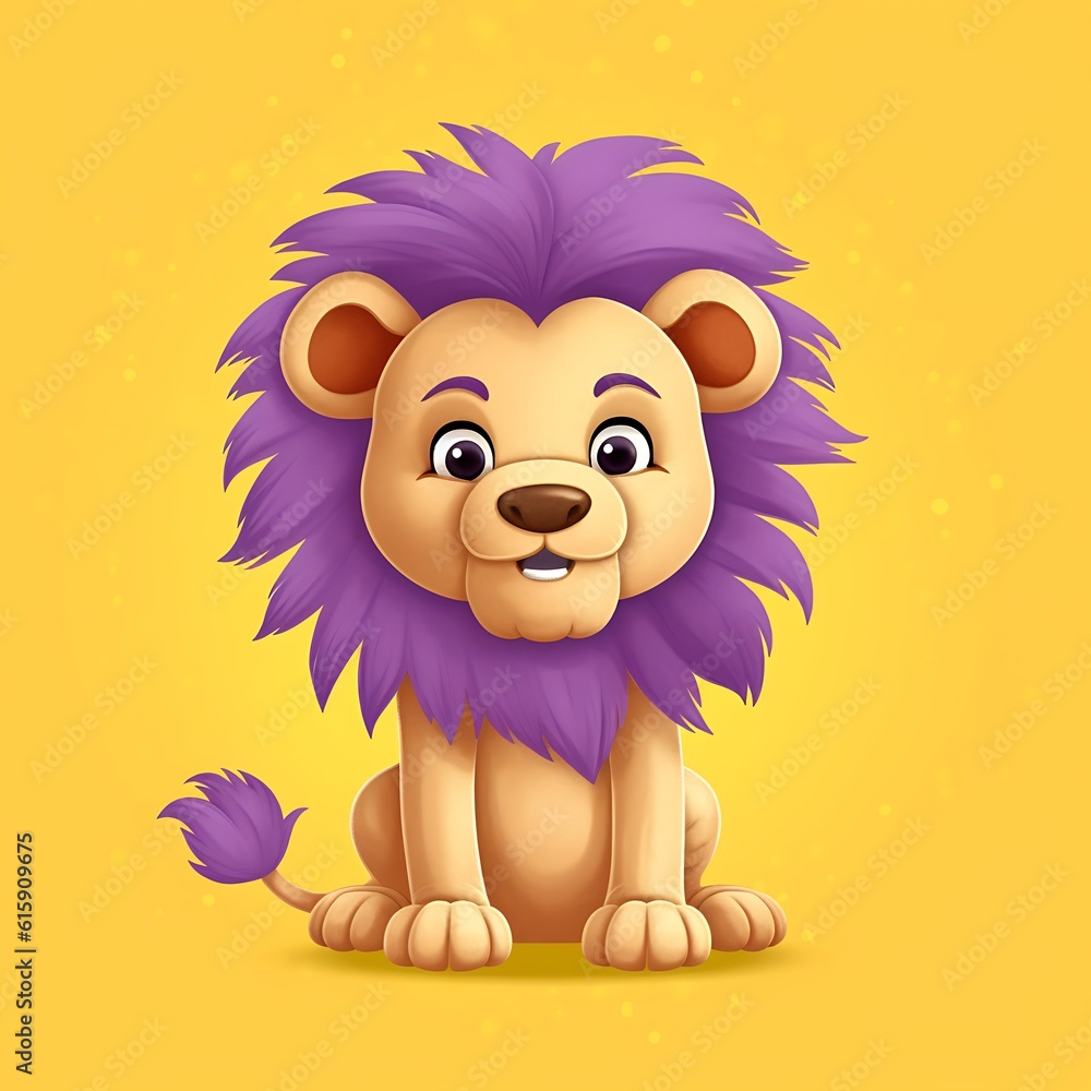 Obraz premium Cartoon lion, Vector illustration of a cute animal ai generative