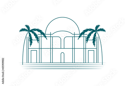 Tropical villa line art vector - luxury Villa - line art vector - building silhouette - modern illustration of architecture