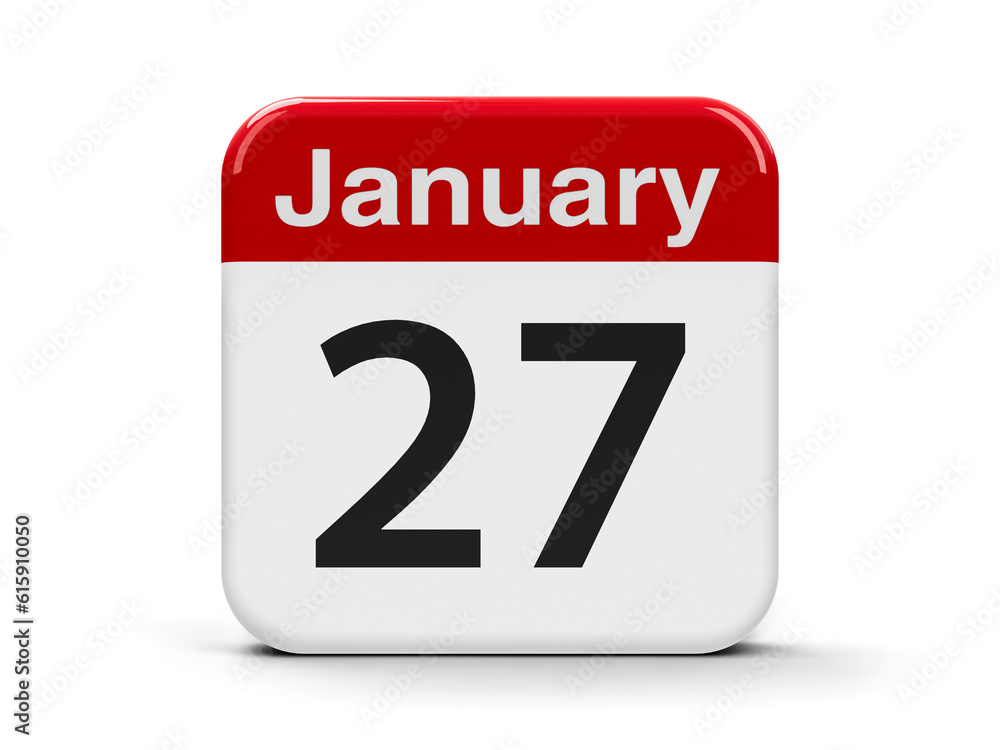Calendar web button - The Twenty Seventh of January - International Holocaust Remembrance Day, three-dimensional rendering, 3D illustration Calendar web button - The Twenty Seventh of January - International Holocaust Remembrance Day, three-dimensional rendering, 3D illustration