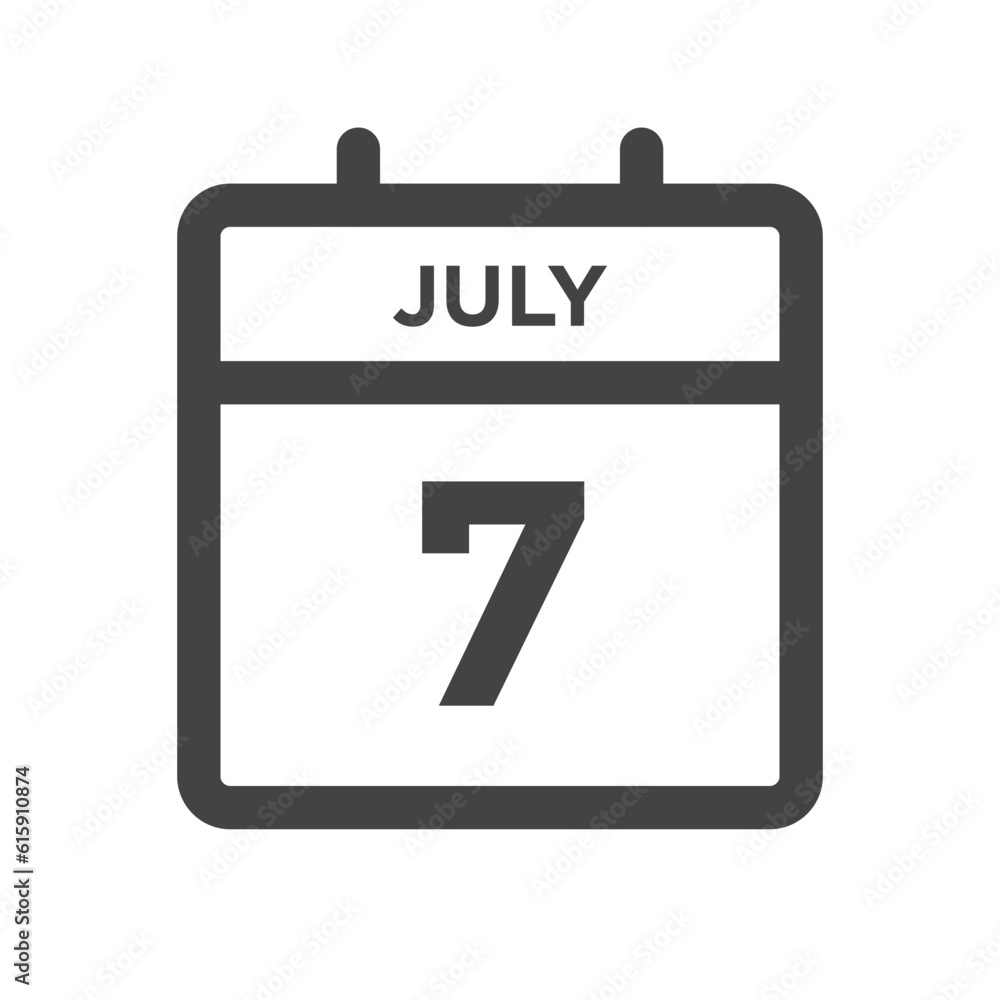July 7 Calendar Day or Calender Date for Deadlines or Appointment July 7 Calendar Day or Calender Date for Deadlines or Appointment