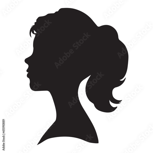 African American Side Silhouette with Curly Hair and Beautiful Face