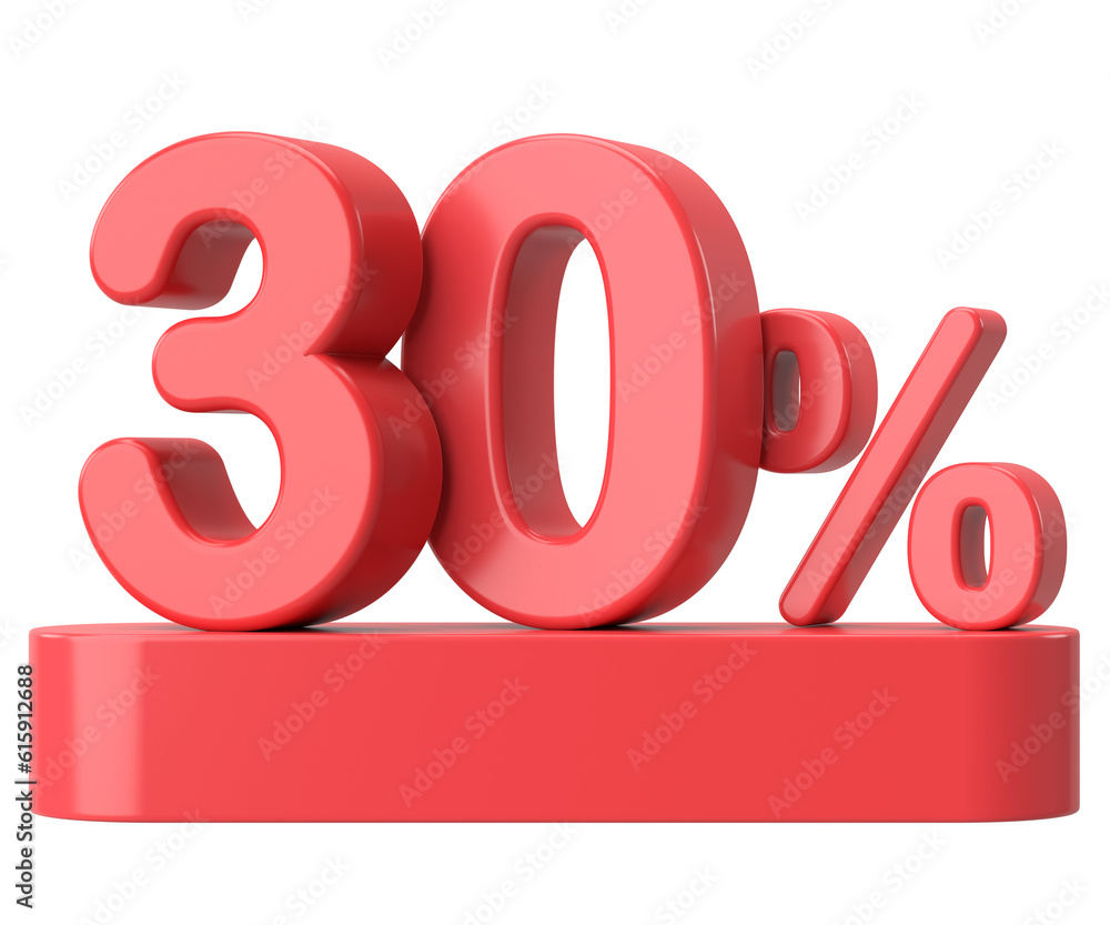 3D thirty percent sale. 30% sale. Sale decoration. 3D thirty percent sale. 30% sale. Sale decoration.