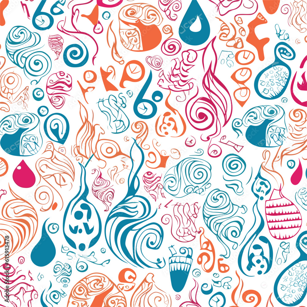 Seamless pattern of a couple with different symbols of love and motherhood. Seamless pattern of a couple with different symbols of love and motherhood.