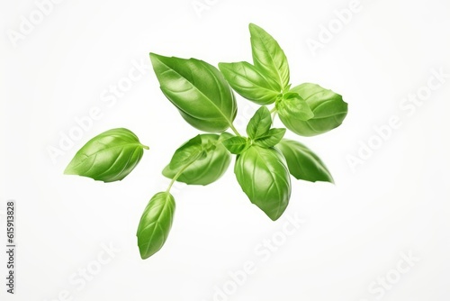 green leaves created by generative AI technology on a white background