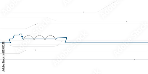 Sea transport. Ships in outlines. Abstract line illustration for your project. Vector design art