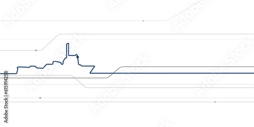 Sea transport. Ships in outlines. Abstract line illustration for your project. Vector design art