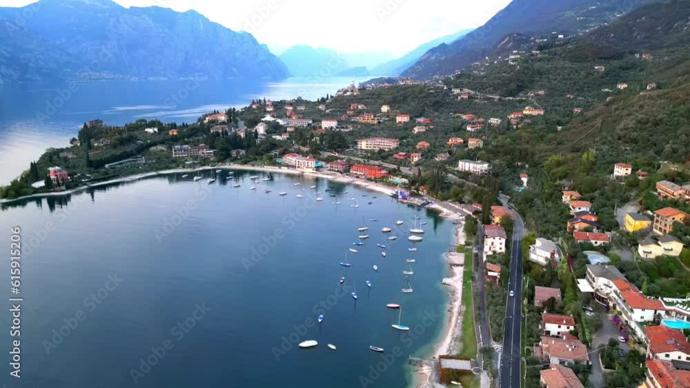 Aerial drone video view of Lake Garda Italy Aerial drone video view of Lake Garda Italy