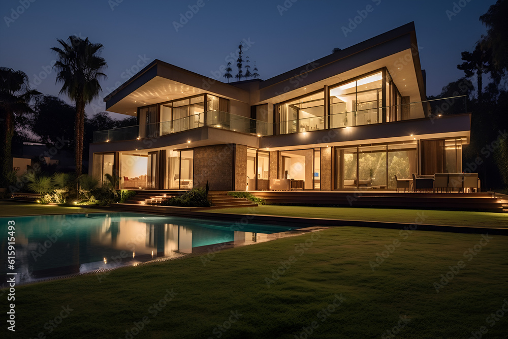 villa at night