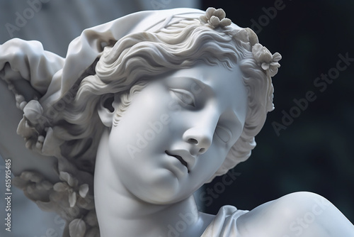 Majestic marble statue of an ancient Greek goddess, creae-ted with AI 