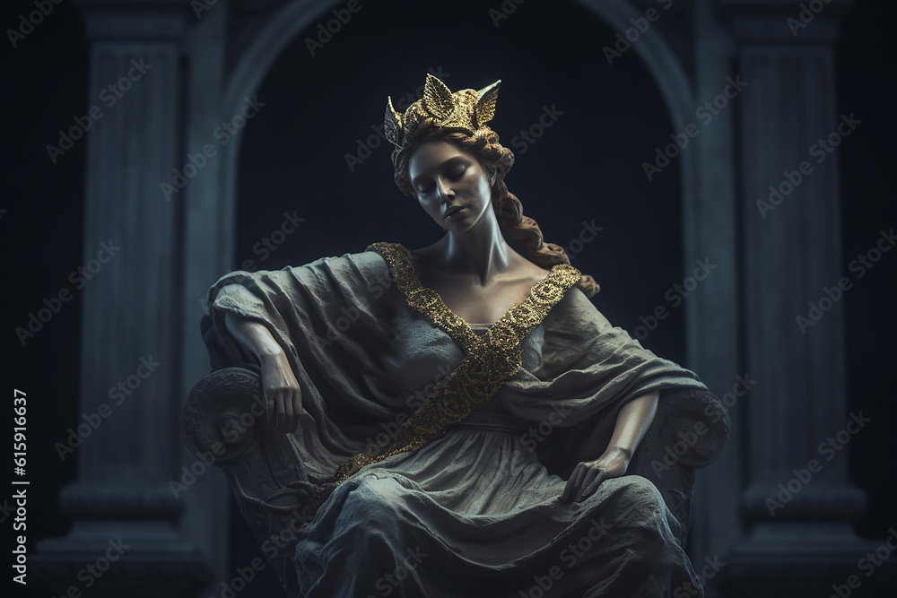 Majestic marble statue of an ancient Greek goddess, creae-ted with AI ...