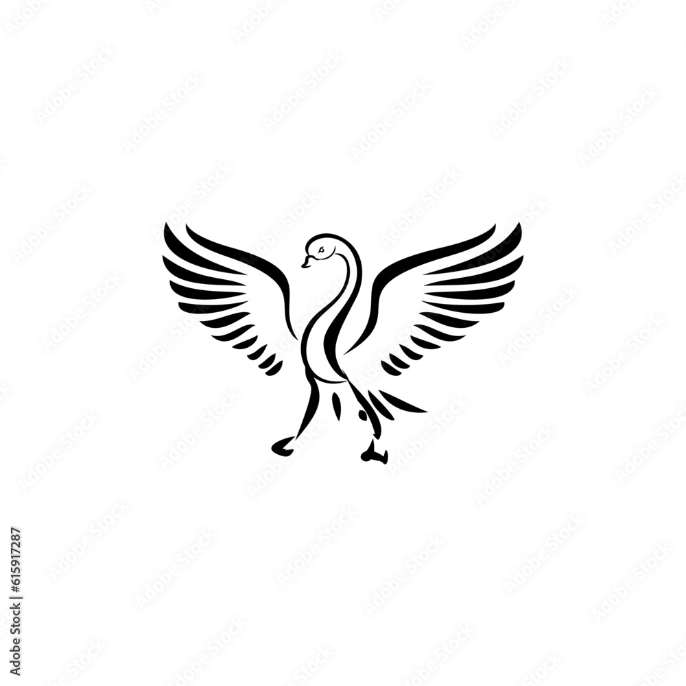 Obraz premium Swans art vector design concept 