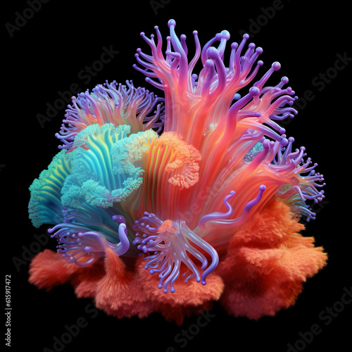 Beautiful Sea Coral Black Background Transparent Resource AI GEN © JohnnyPhotography