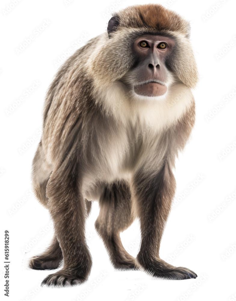 Baboon monkey isolated on the transparent background PNG. AI generative. Baboon monkey isolated on the transparent background PNG. AI generative.