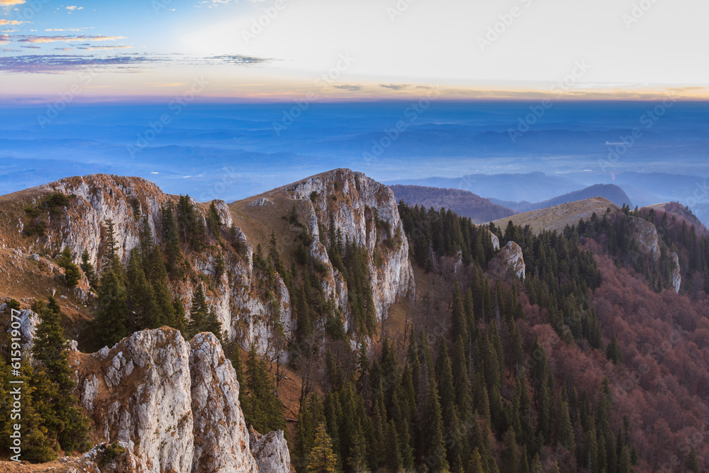 sunset in the Buila Vanturarita Mountains, Romania