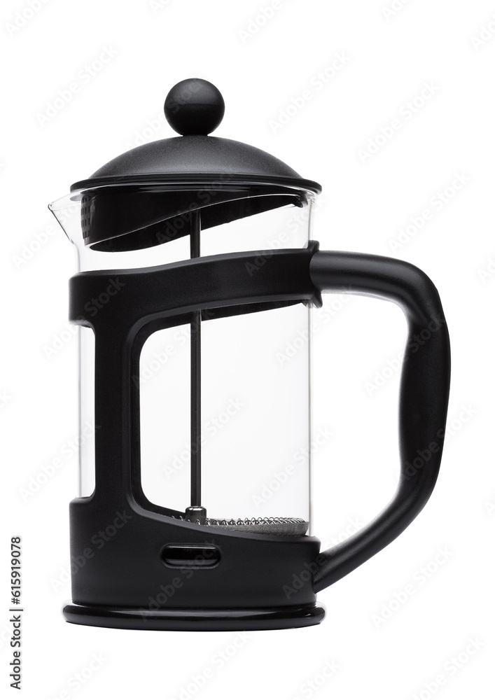 Empty french press pot coffee maker isolated on white background Empty french press pot coffee maker isolated on white background