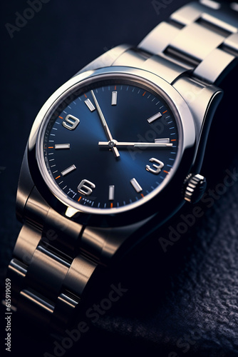 wrist men's metal watch isolated on black