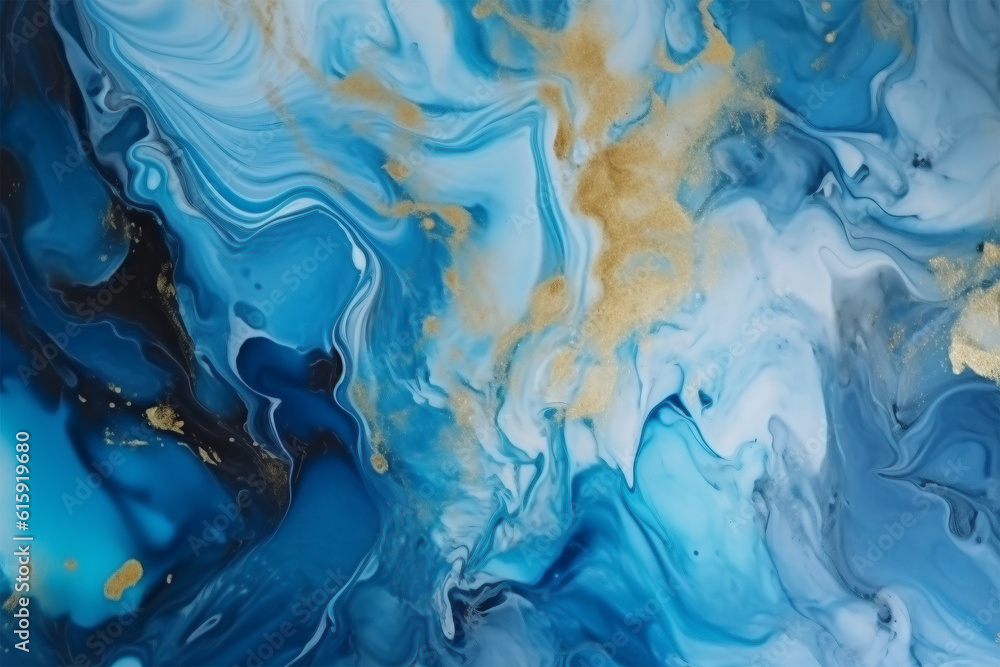 Abstract blue, gold and white alcohol ink art background. Abstract blue, gold and white alcohol ink art background.