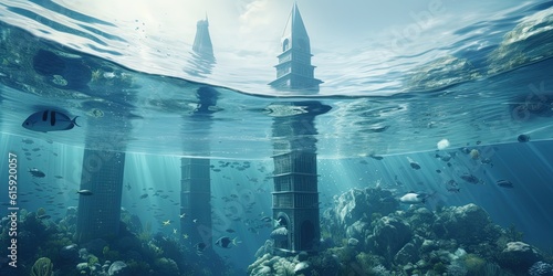 magical Towers submerged by the ocean