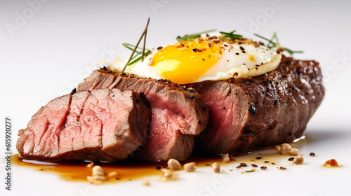Grilled steak and a fried egg