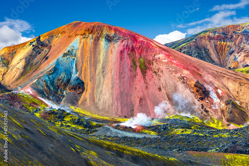 Beautiful colorful volcanic mountains Landmannalaugar in Iceland, summer time