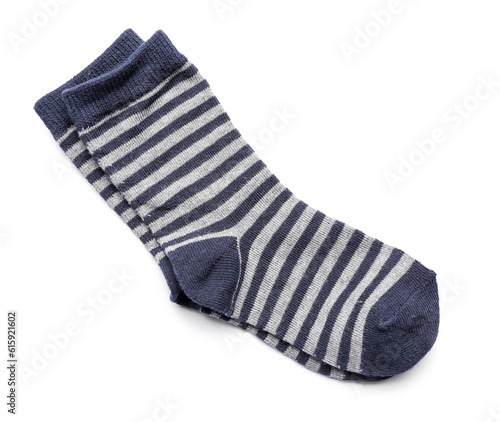 Pair of striped socks isolated on white background